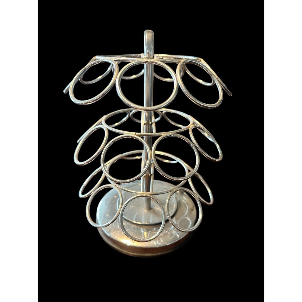 Keurig K-Cup Coffee Pod Carousel Holder 27 Slot Chrome Spinning Rack EUC